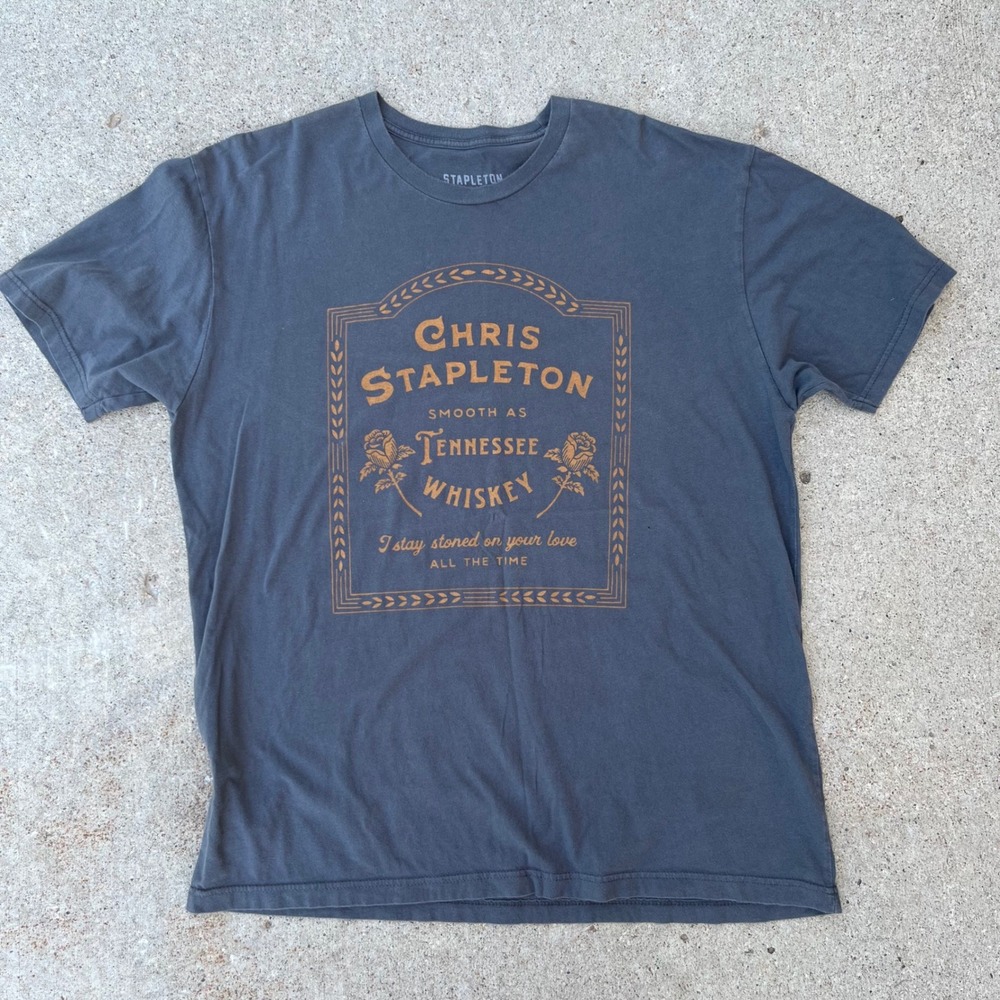 Chris Stapleton Tennessee Whiskey Graphic Tee Charcoal Gray XL Cotton T-Shirt